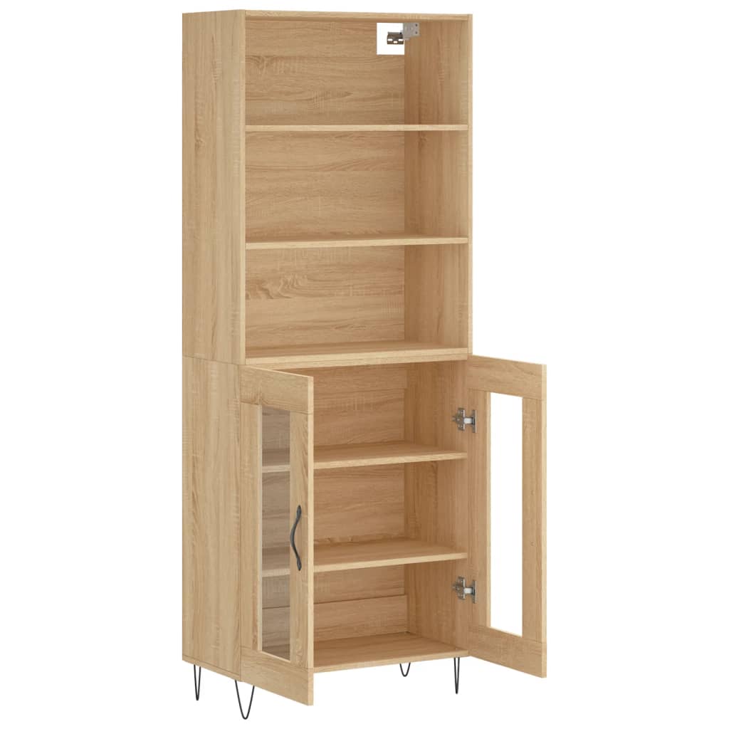 vidaXL Aparador alto madera contrachapada color roble 69,5x34x180 cm