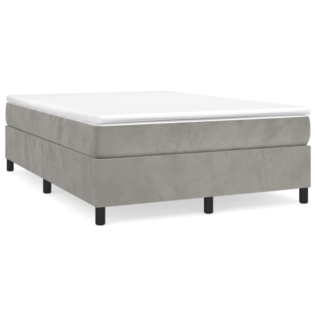 vidaXL Cama box spring con colchón terciopelo gris claro 140x200 cm