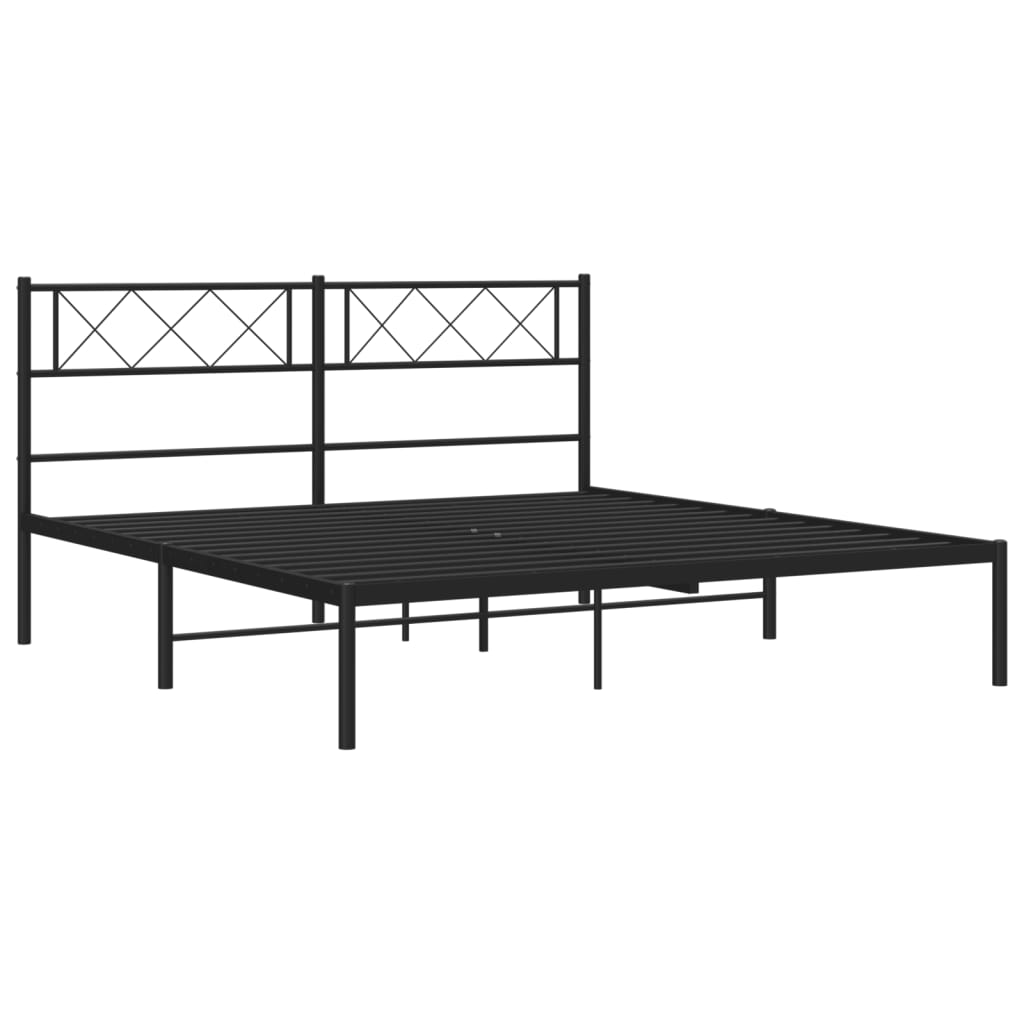 vidaXL Estructura cama sin colchón con cabecero metal negro 120x200 cm