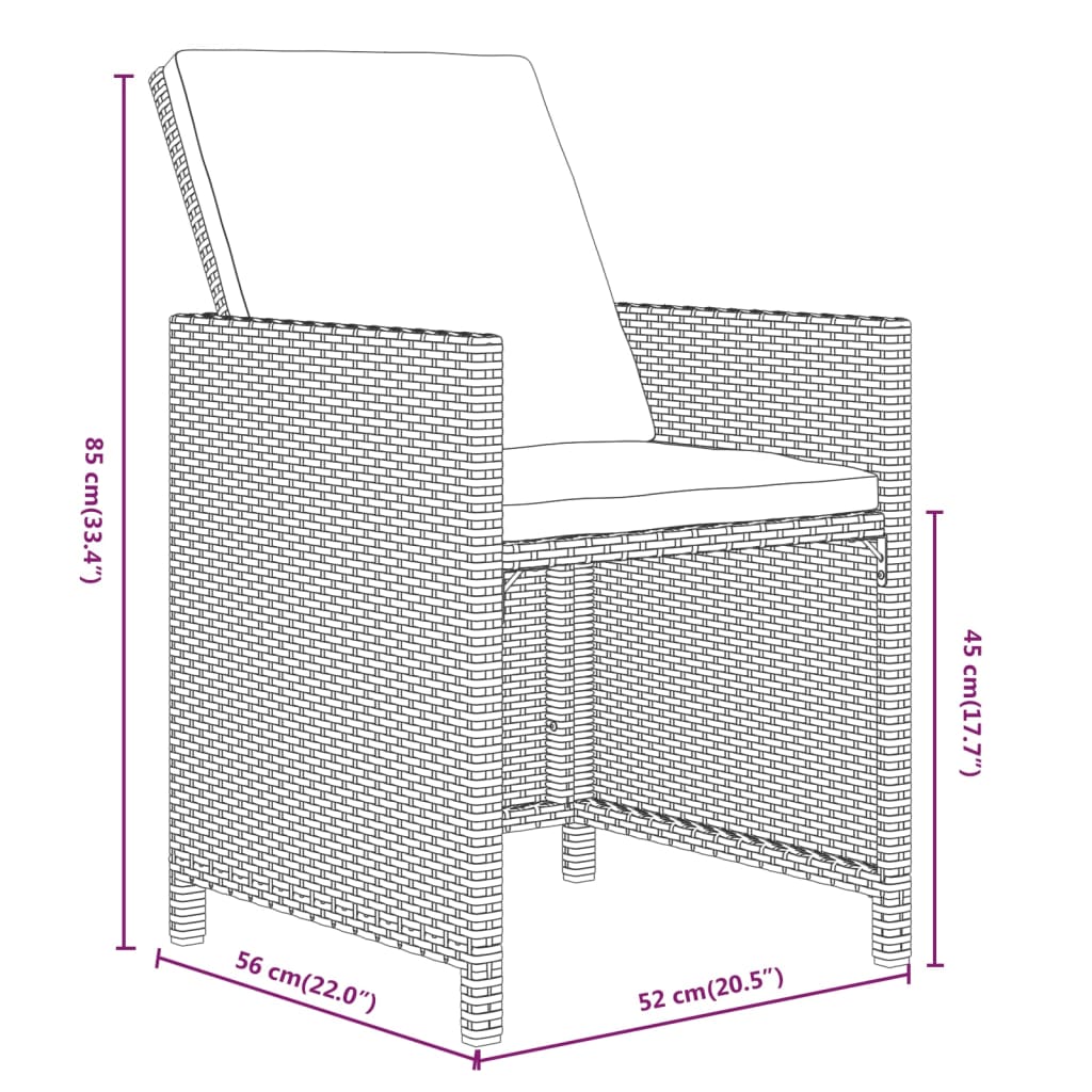 vidaXL Set comedor jardín 15 pzas y cojines ratán sintético negro