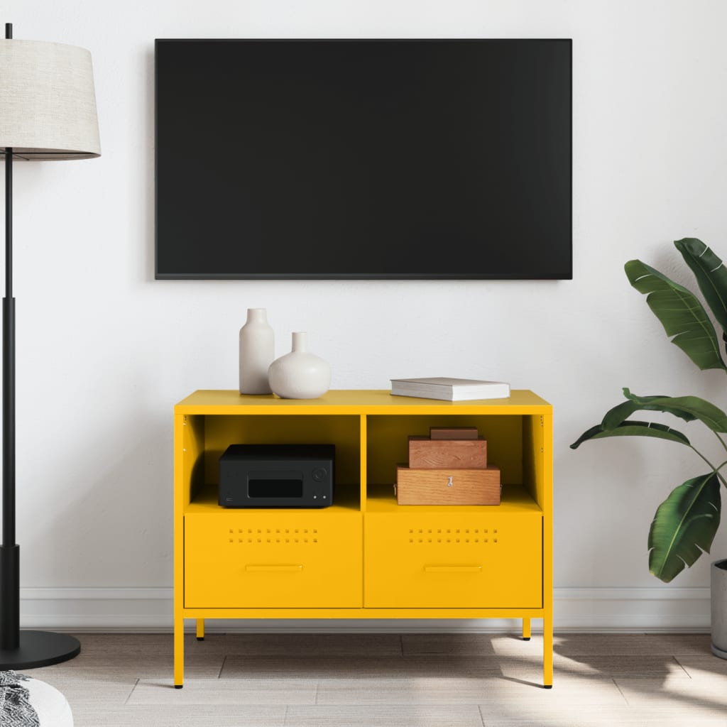 vidaXL Mueble para TV acero amarillo mostaza 68x39x50,5 cm