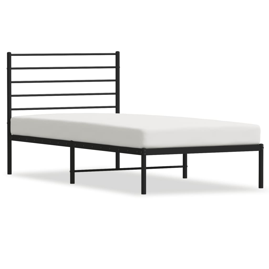 vidaXL Estructura cama sin colchón con cabecero metal negro 90x190 cm