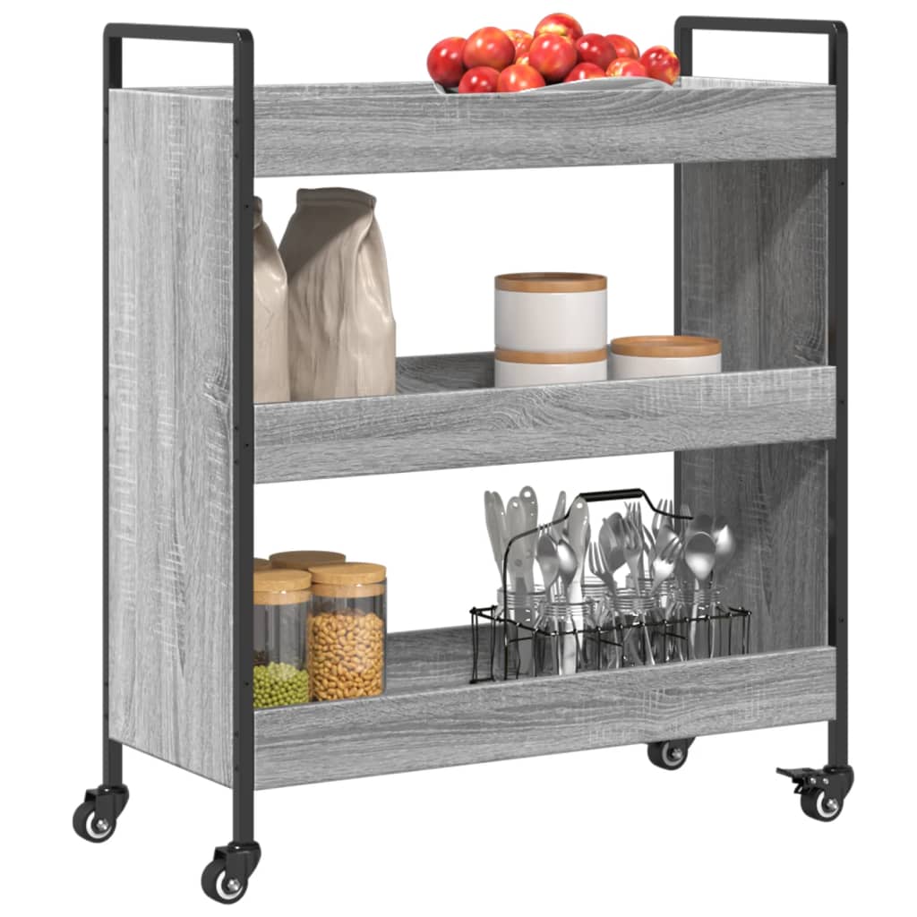 vidaXL Carrito de cocina madera de ingeniería gris Sonoma 70x30x82 cm