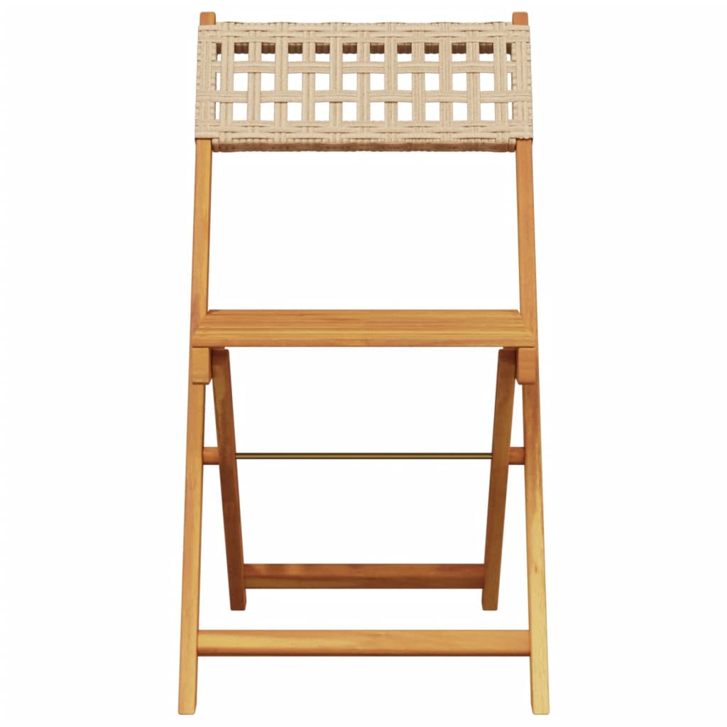 vidaXL Juego de bistro de 3 piezas ratán PE y madera maciza beige