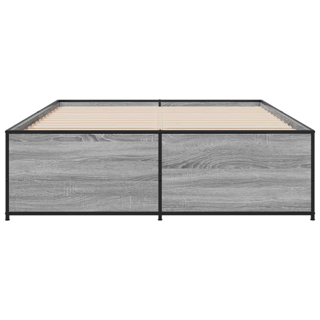 vidaXL Estructura cama madera ingeniería metal gris Sonoma 120x190 cm