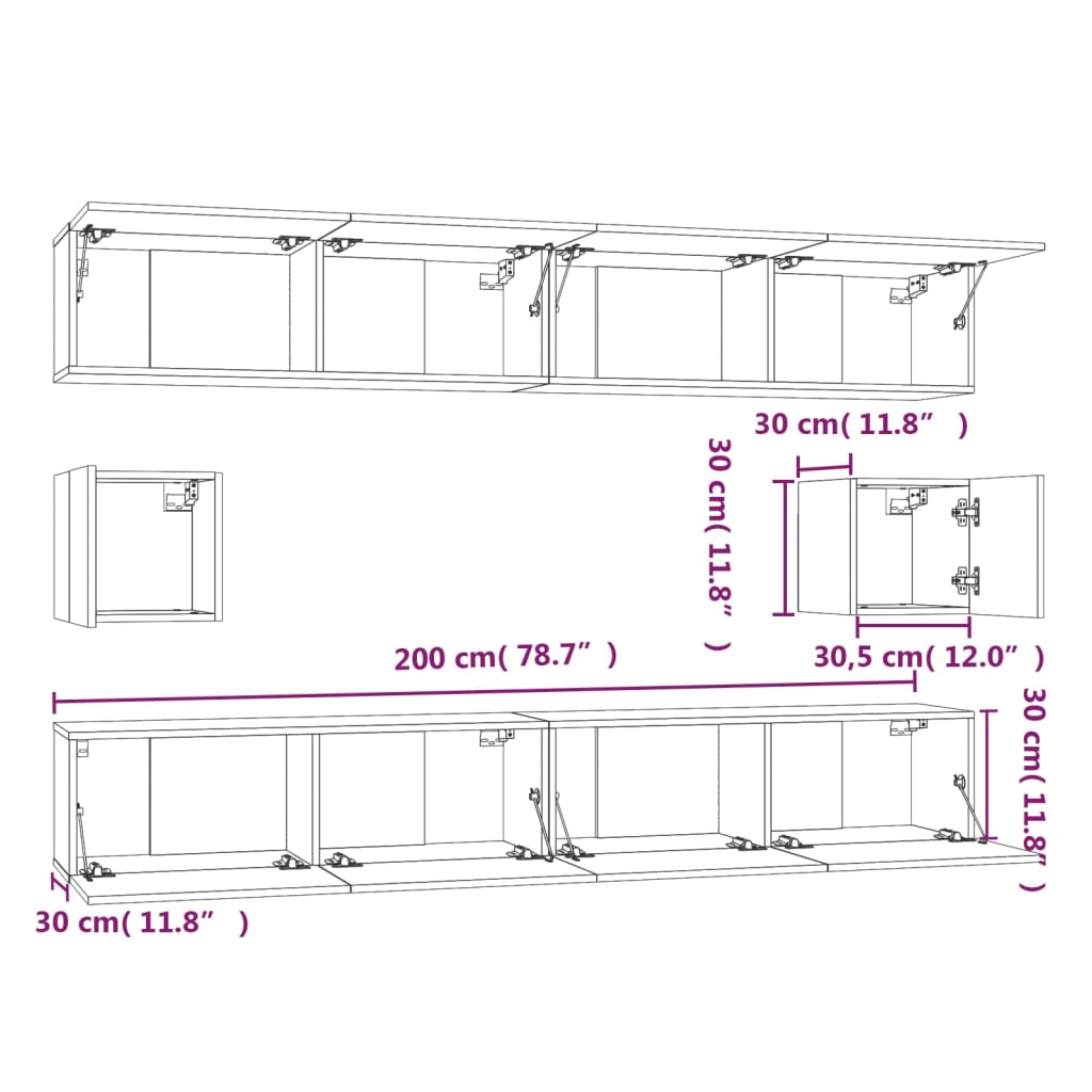 vidaXL Set de muebles de TV 6 pzas madera contrachapada blanco brillo