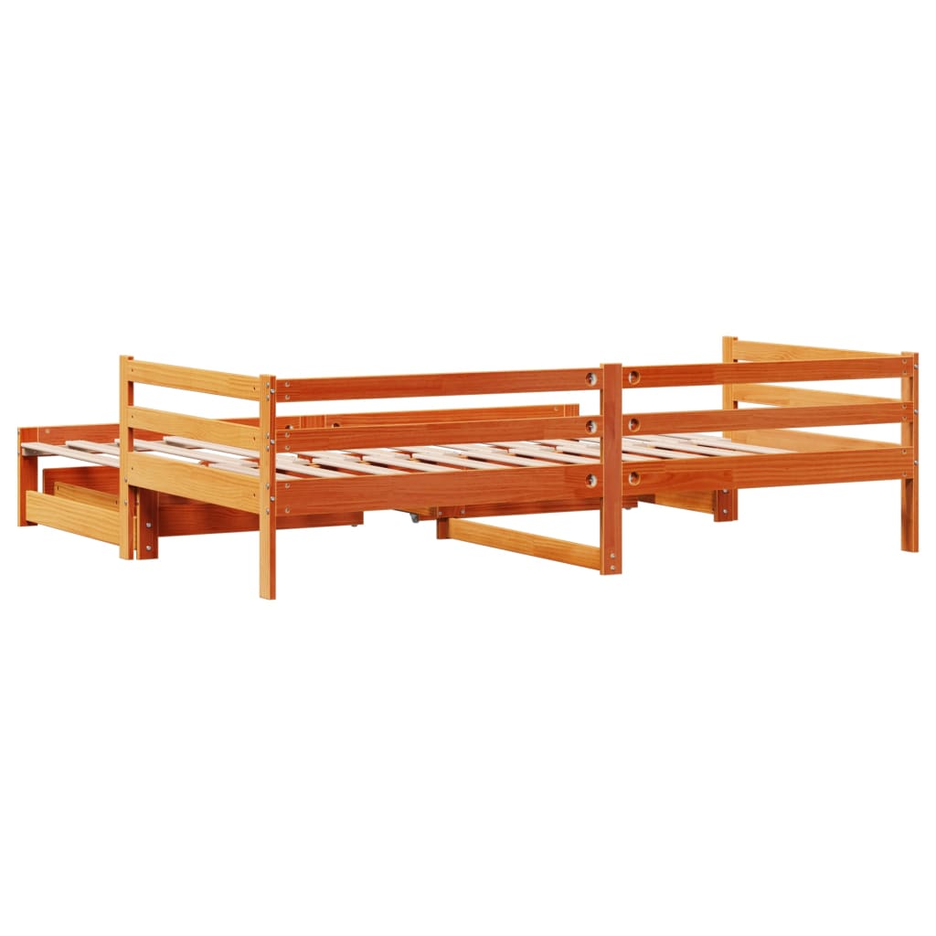 vidaXL Sofá cama nido con cajones madera maciza de pino 90x200 cm