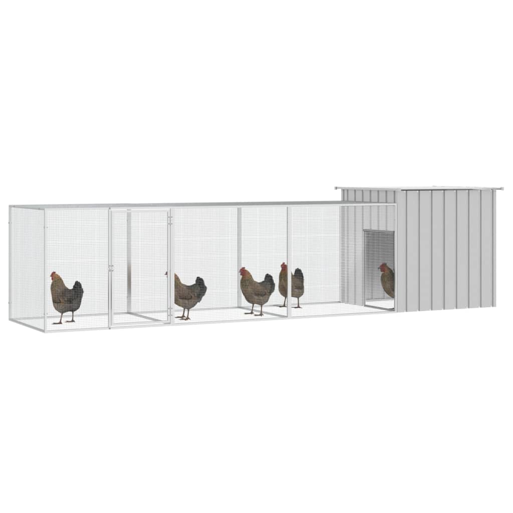 vidaXL Gallinero de acero galvanizado gris 400x91x100 cm