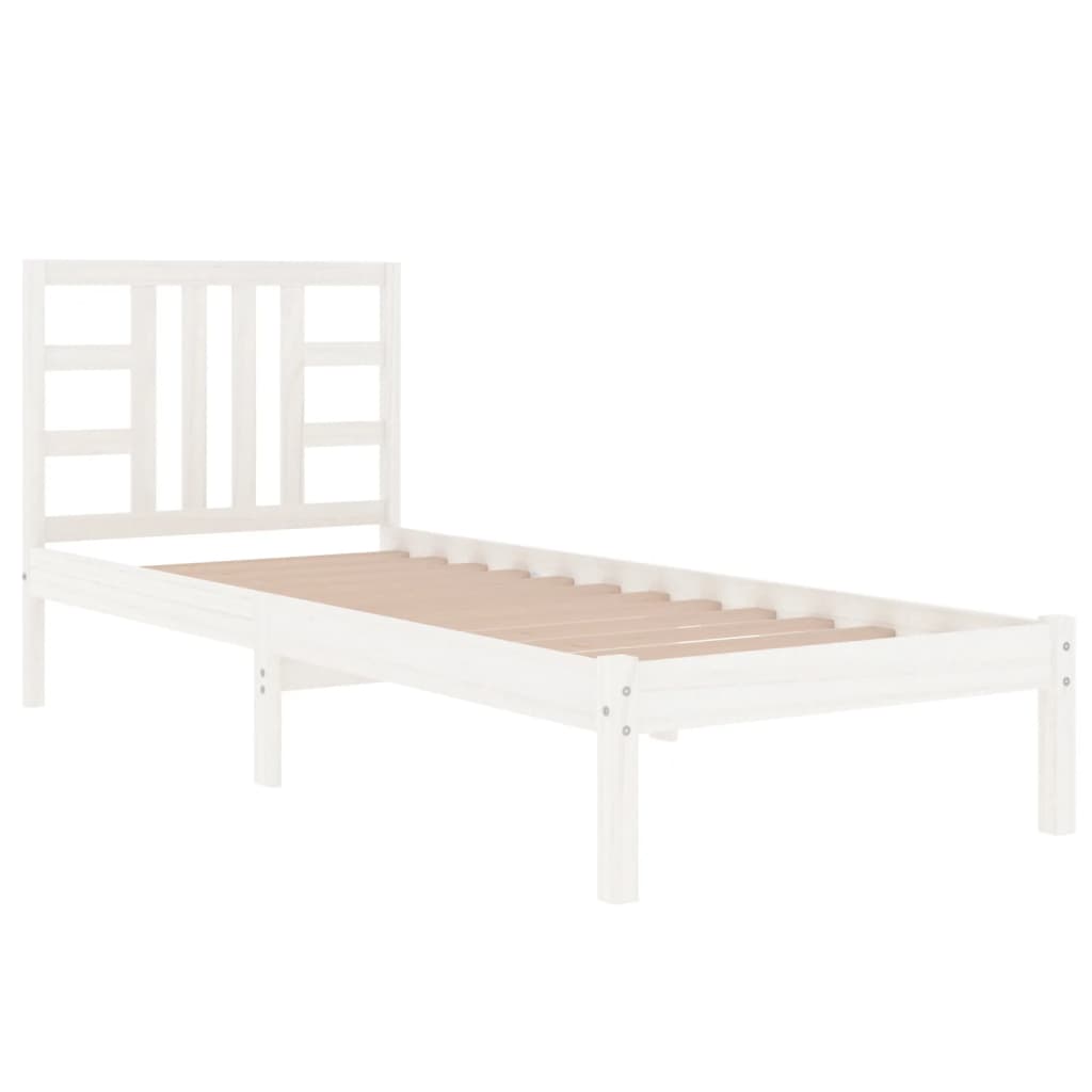 vidaXL Estructura de cama individual madera maciza blanco 90x190 cm