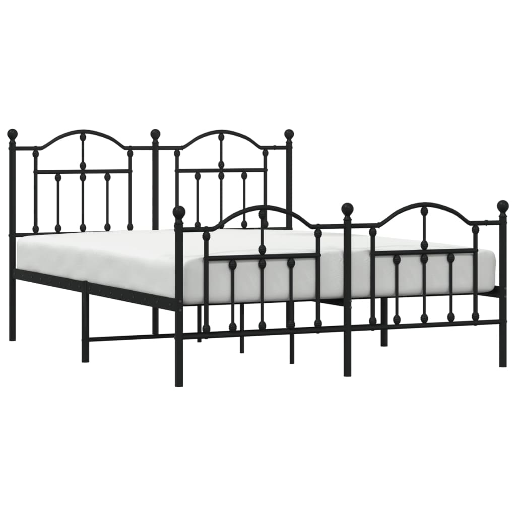 vidaXL Estructura de cama cabecero y estribo metal negro 140x200 cm