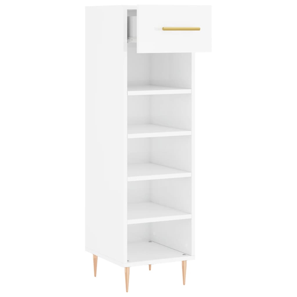 vidaXL Mueble zapatero madera contrachapada blanco brillo 30x35x105 cm