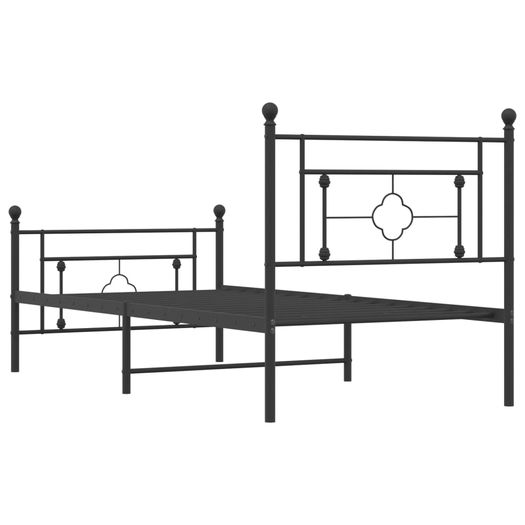 vidaXL Estructura cama sin colchón con estribo metal negro 100x190 cm