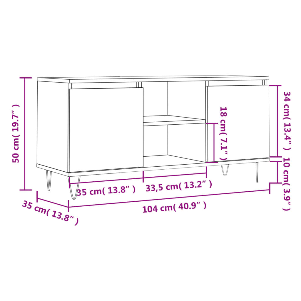 vidaXL Mueble de TV madera de ingeniería roble ahumado 104x35x50 cm