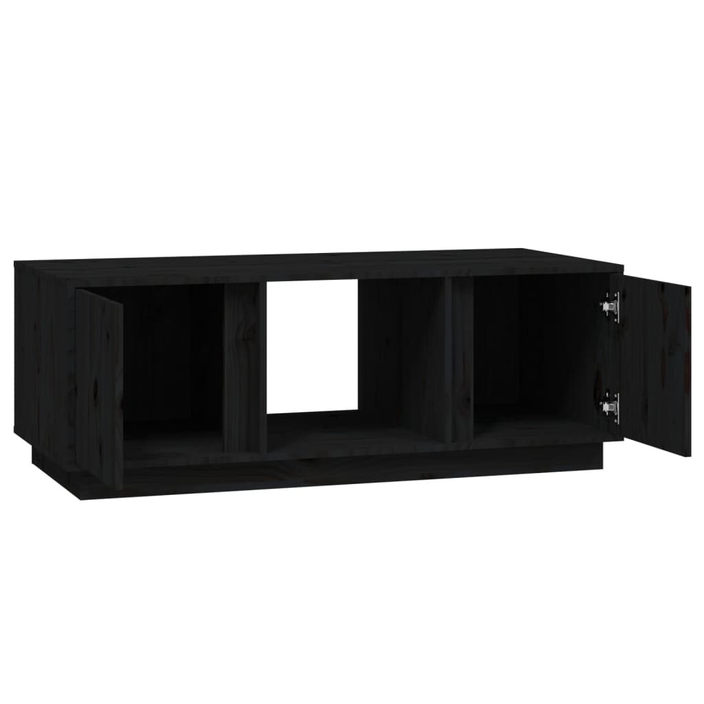 vidaXL Mesa de centro de madera maciza de pino negro 110x50x40 cm