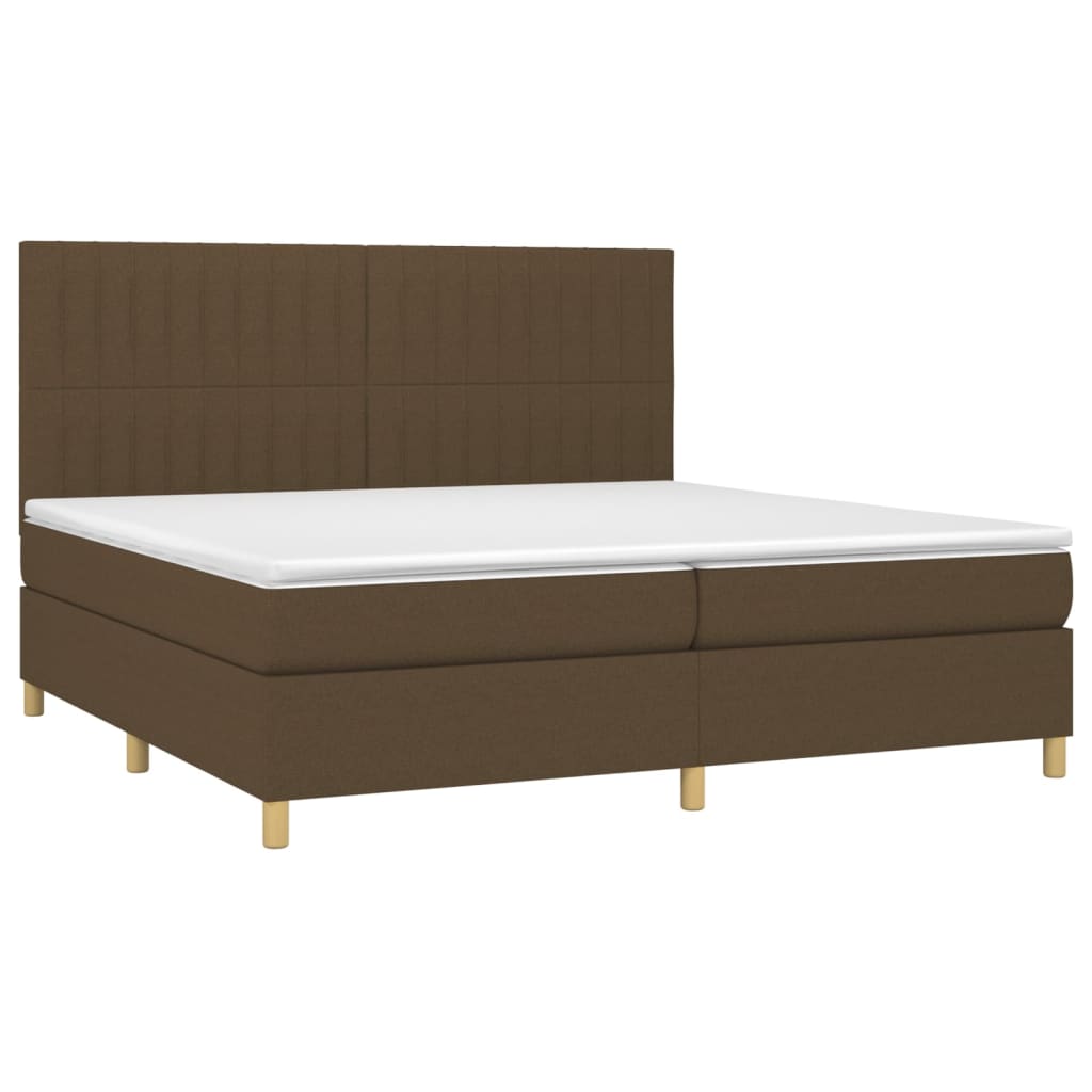 vidaXL Cama box spring con colchón tela marrón oscuro 200x200 cm