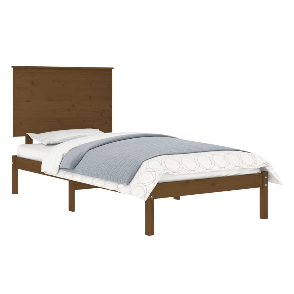 vidaXL Estructura de cama madera maciza marrón miel 75x190 cm