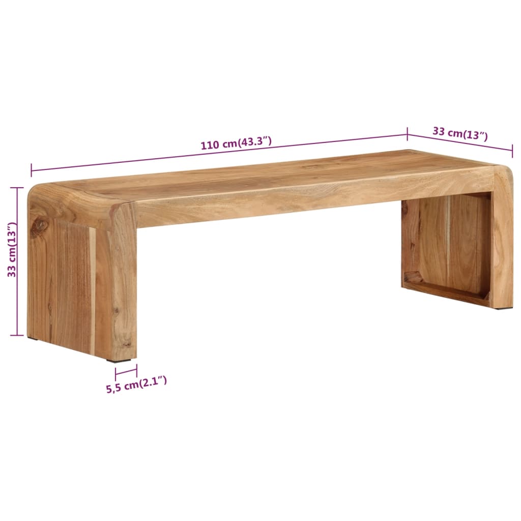 vidaXL Soporte de TV madera maciza de acacia 110x33x33 cm