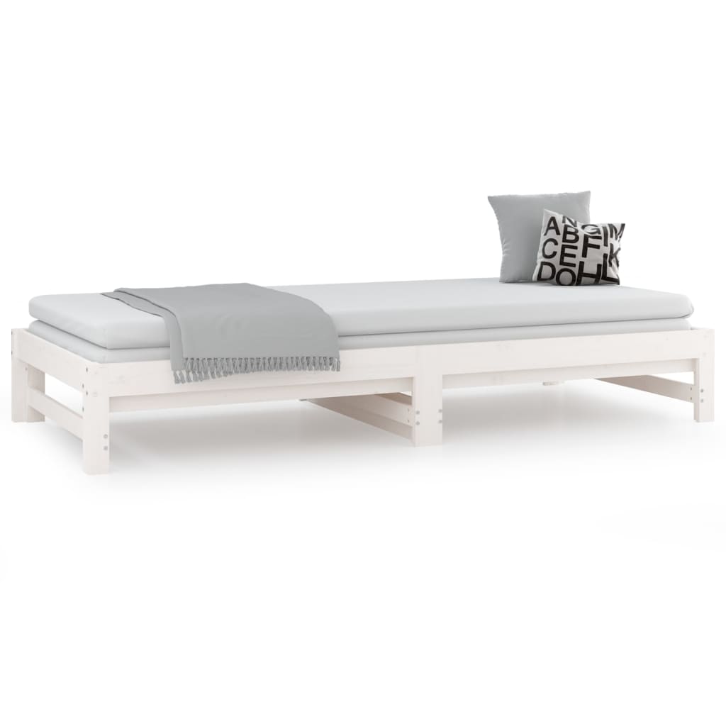 vidaXL Sofá cama extraíble madera maciza de pino blanco 2x(90x200) cm