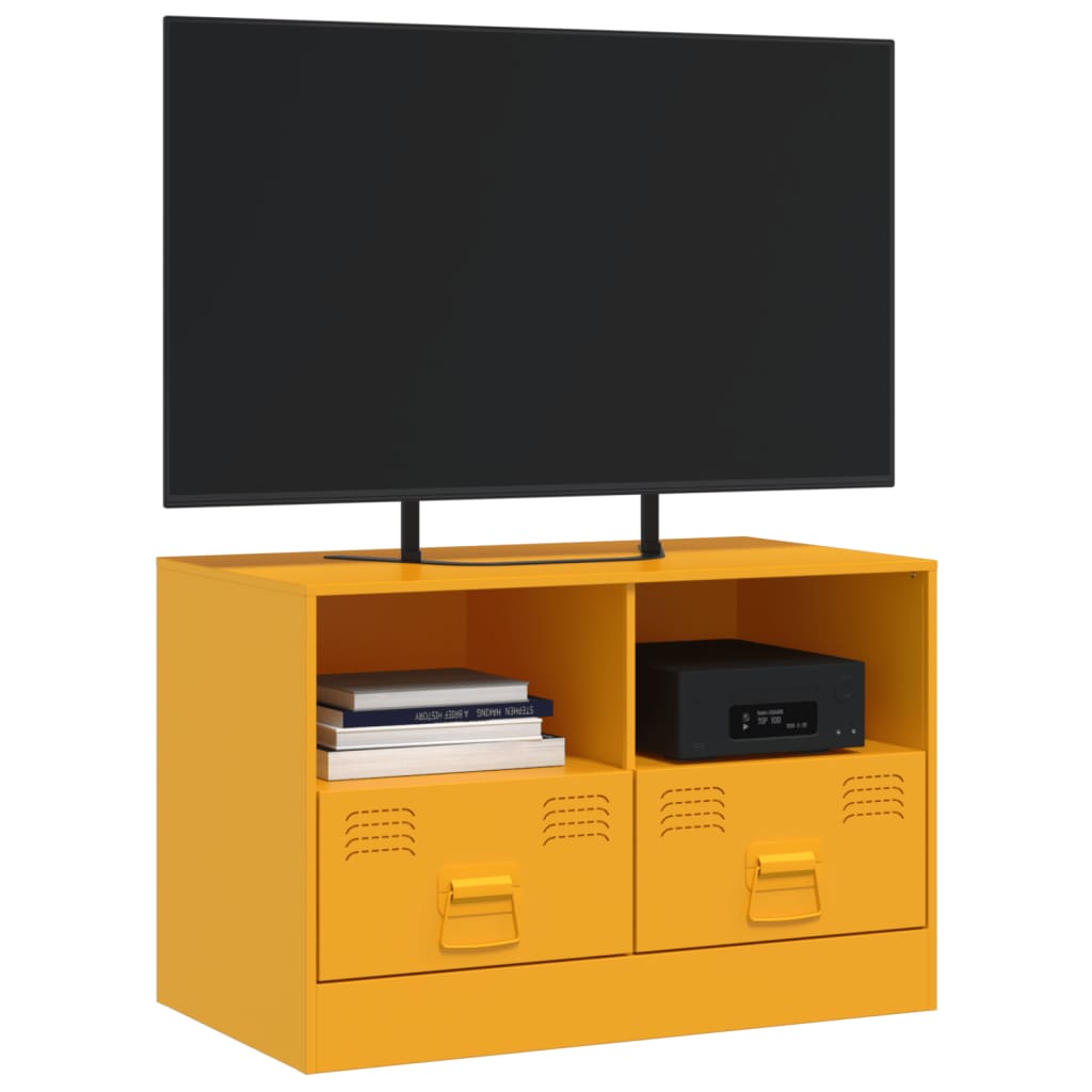 vidaXL Mueble para TV de acero amarillo mostaza 67x39x44 cm