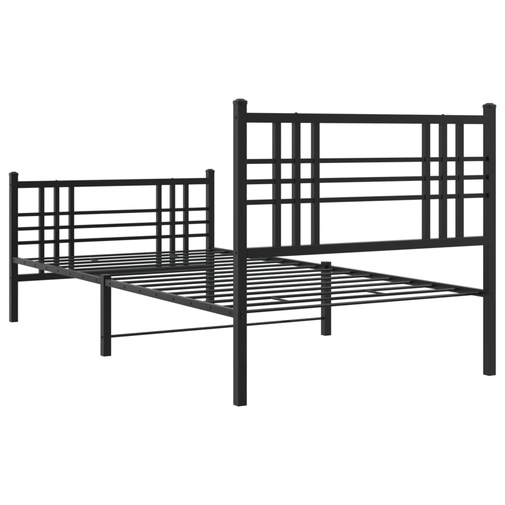 vidaXL Estructura cama sin colchón con estribo metal negro 100x190 cm