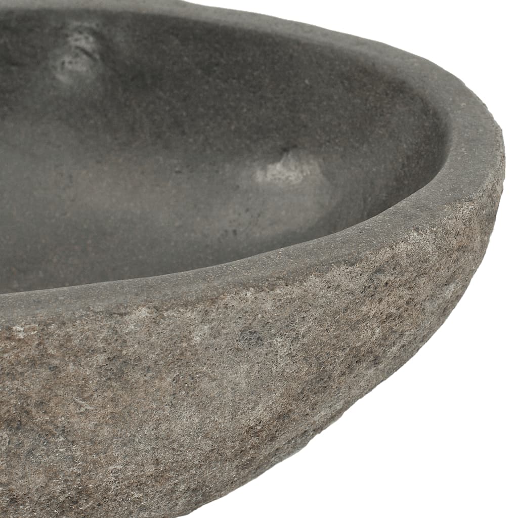 vidaXL Lavabo ovalado piedra de río (29-38)x(24-31) cm