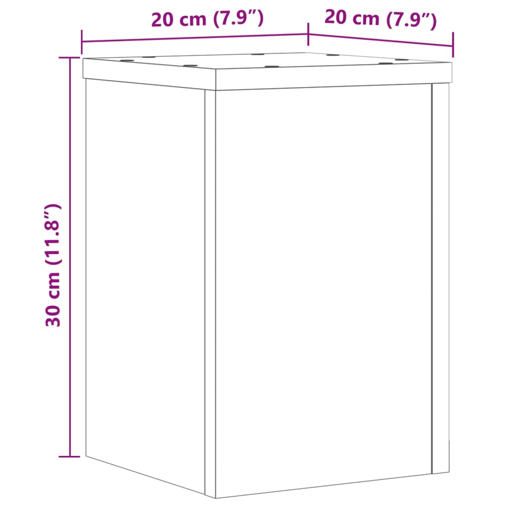 vidaXL Soportes de plantas 2 uds madera ingeniería negro 20x20x30 cm