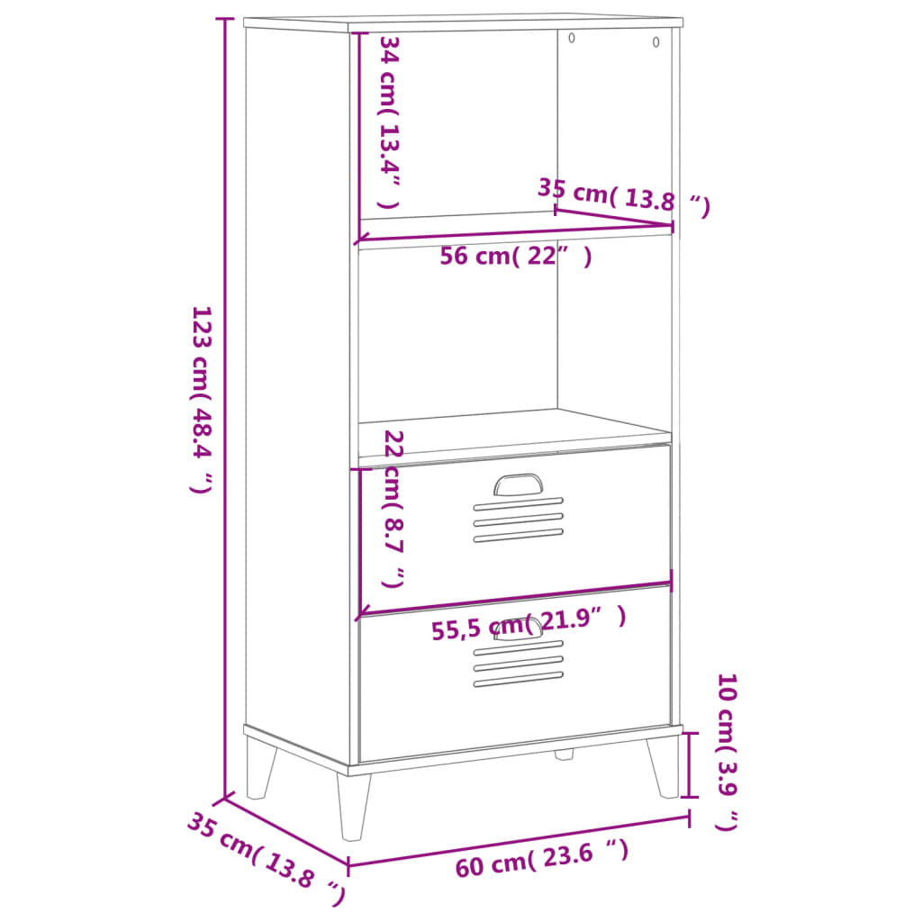 vidaXL Librería VIKEN madera de ingeniería negro 60x35x123 cm