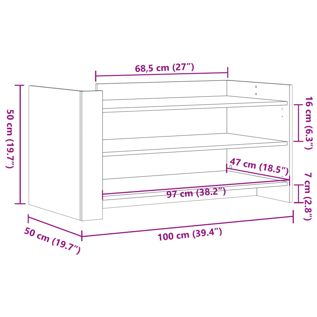 vidaXL Mesa de centro madera de ingeniería gris hormigón 100x50x50 cm