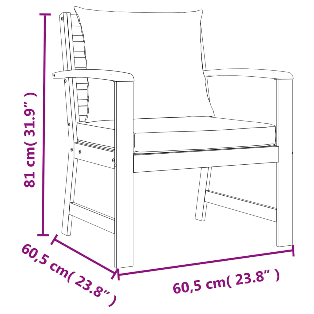 vidaXL Juego comedor jardín con cojines 9 piezas madera maciza acacia