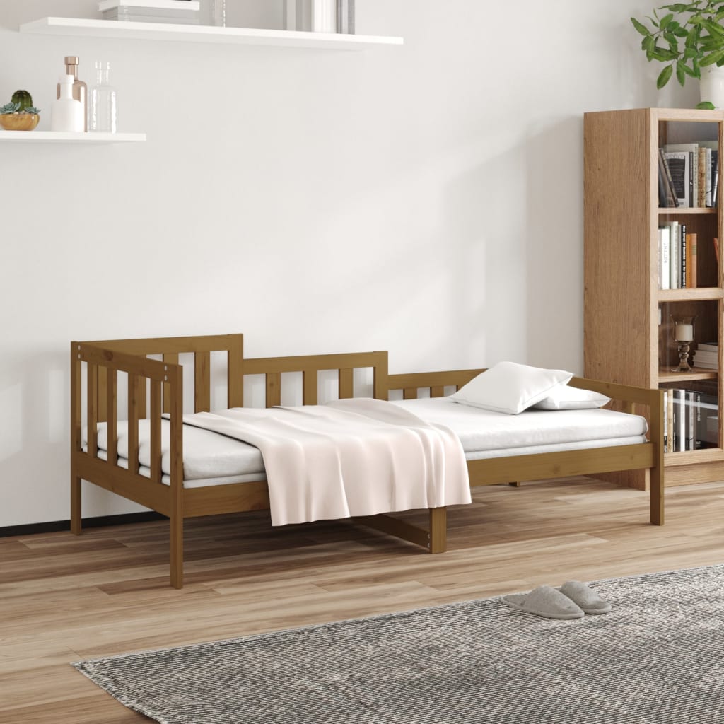 vidaXL Sofá cama de madera maciza de pino marrón miel 90x190 cm