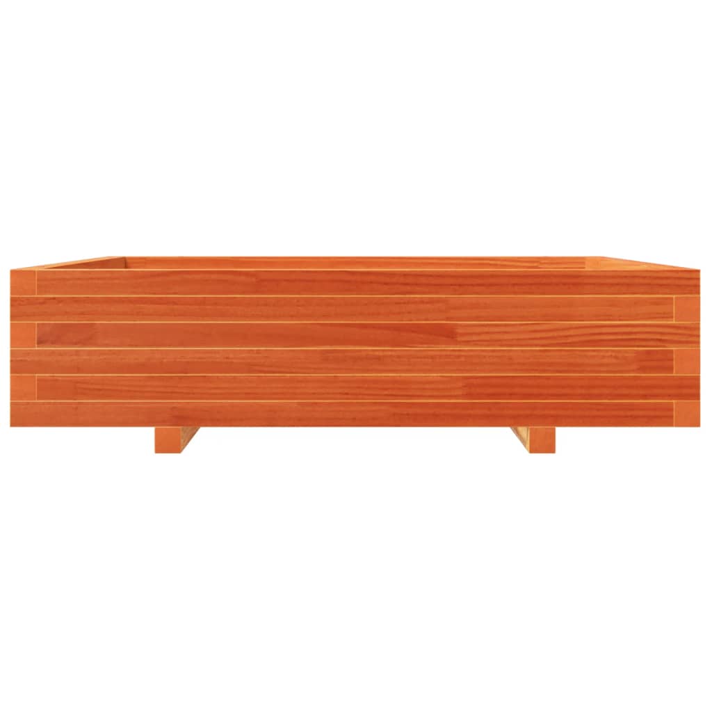 vidaXL Jardinera de madera maciza de pino marrón cera 100x100x26,5 cm