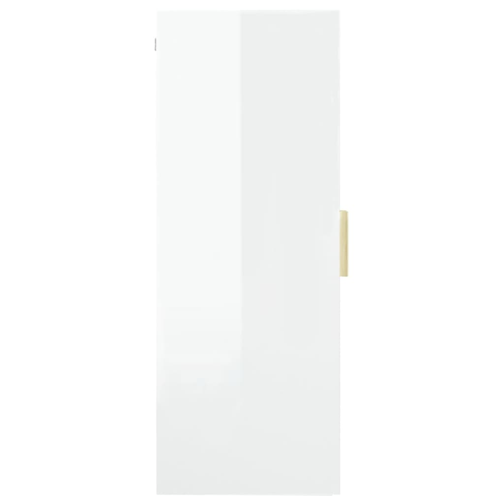 vidaXL Armario de pared colgante blanco brillante 69,5x34x90 cm