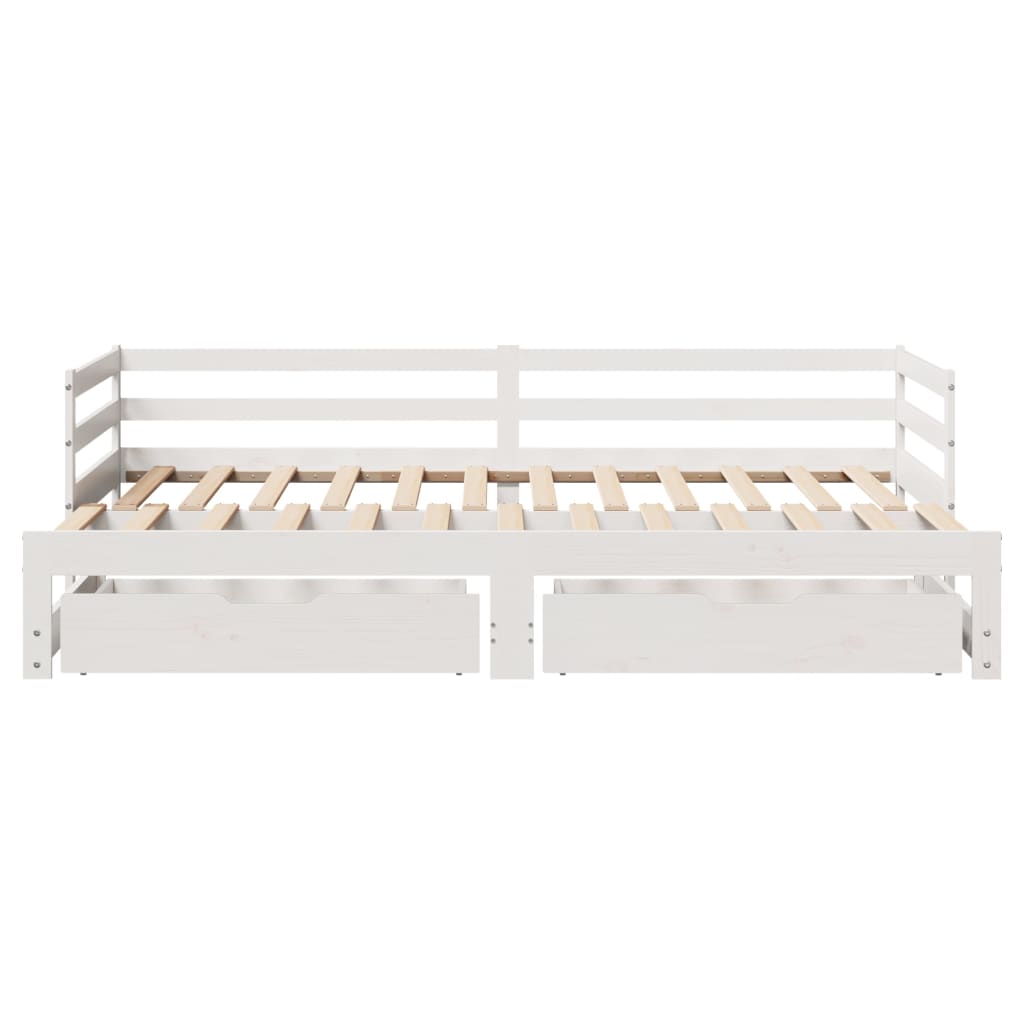 vidaXL Sofá cama nido con cajones madera maciza pino blanca 90x190 cm