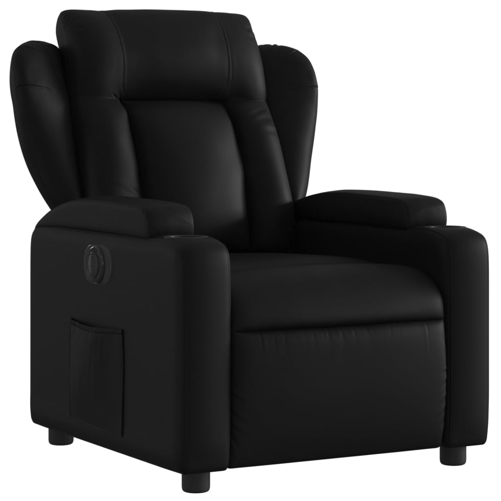 vidaXL Sillón reclinable eléctrico de cuero sintético negro