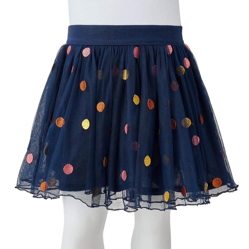 Falda infantil de tul con lunares azul marino 92