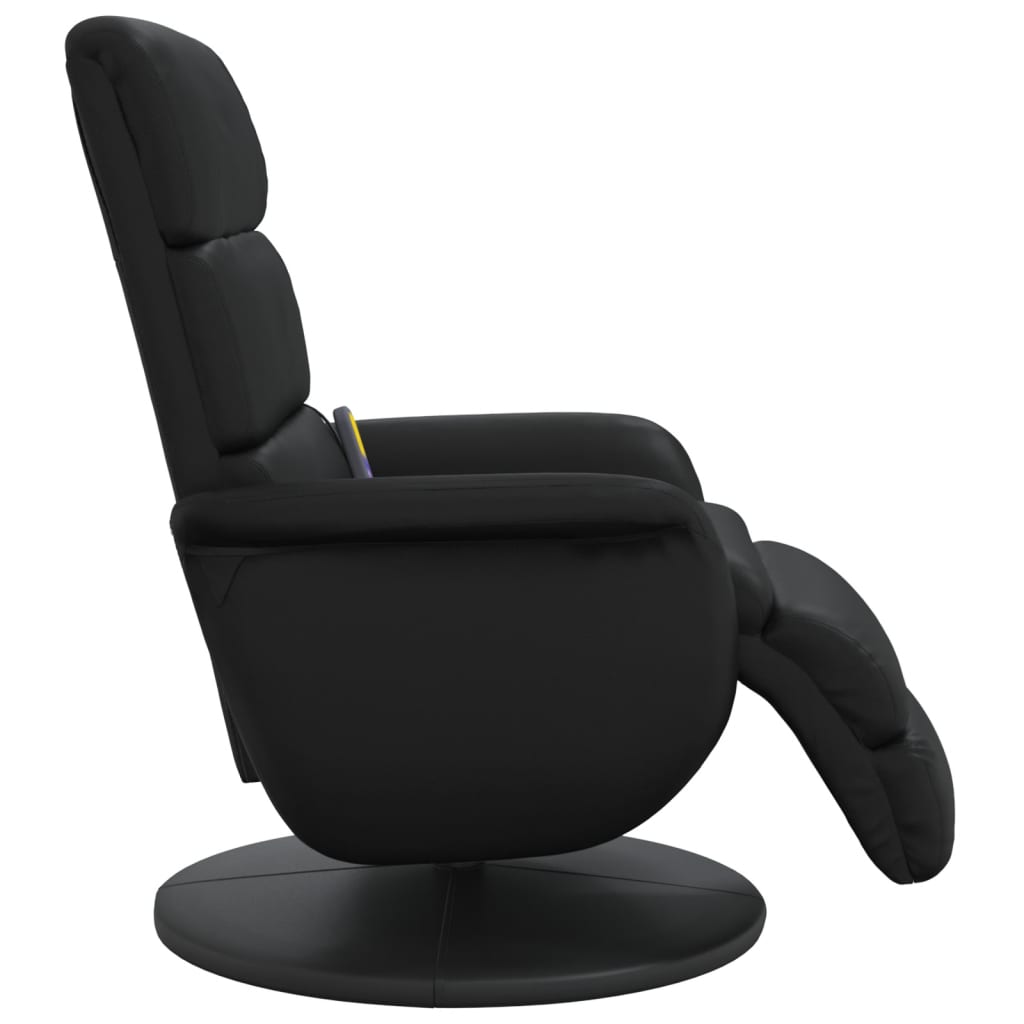 vidaXL Sillón reclinable masaje con reposapiés cuero sintético negro