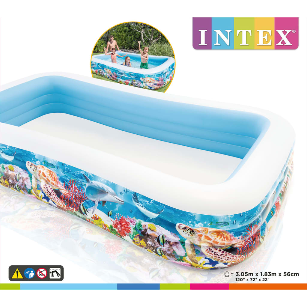 Intex Piscina familiar Swim Center diseño vida marina 305x183x56 cm