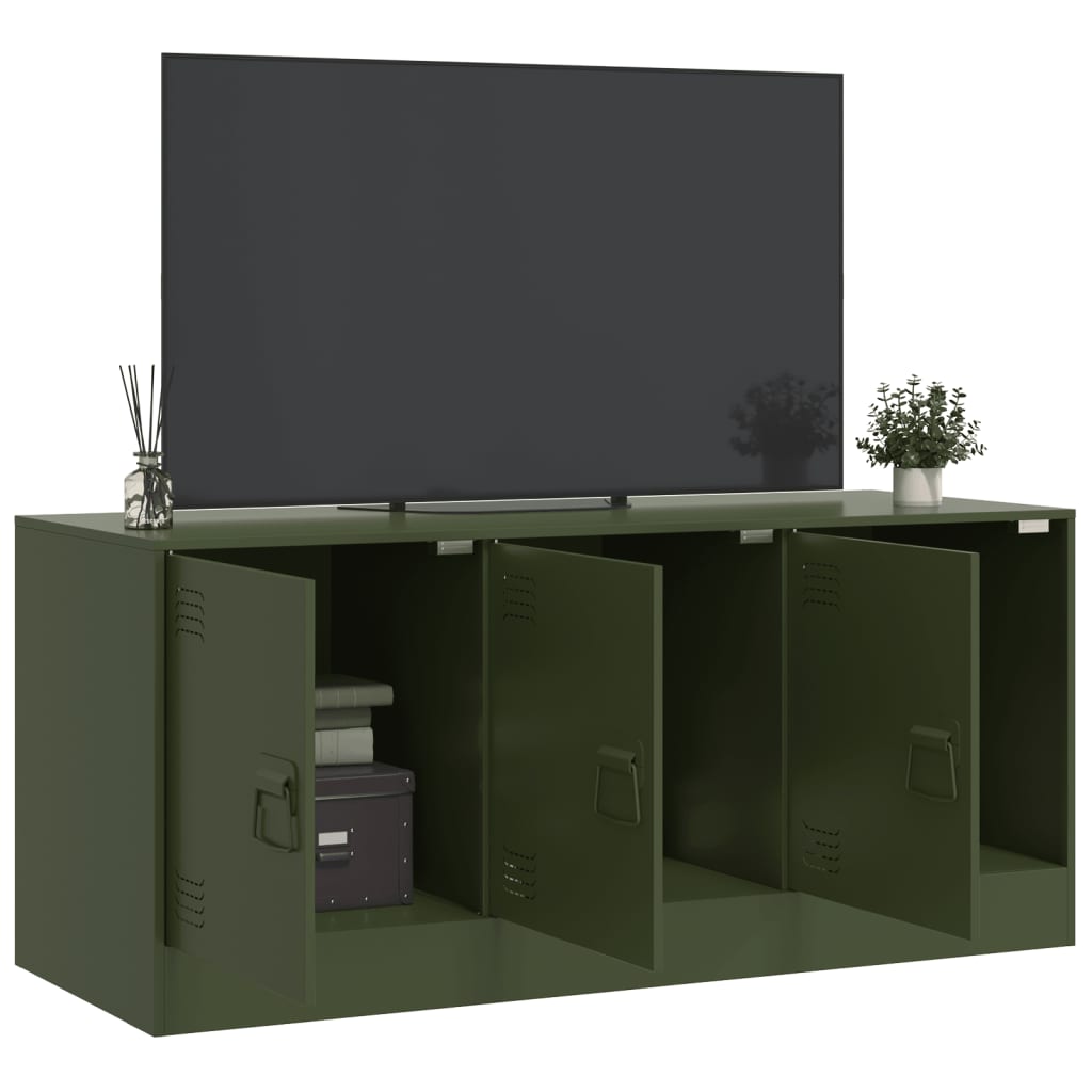 vidaXL Mueble de TV de acero verde oliva 99x39x44 cm