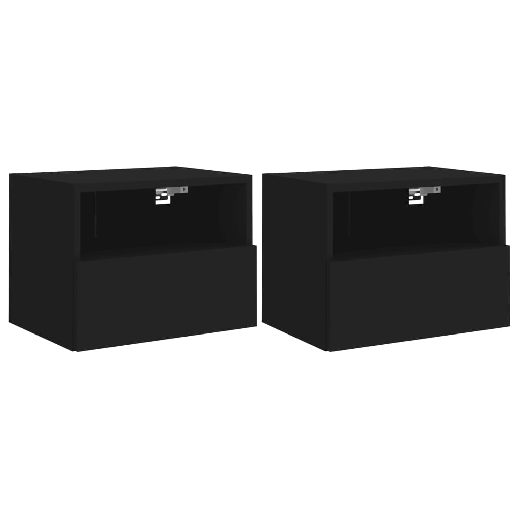 vidaXL Muebles de pared TV 2 uds madera ingeniería negro 40x30x30 cm