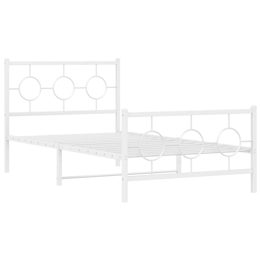 vidaXL Estructura cama sin colchón con estribo metal blanco 100x200 cm