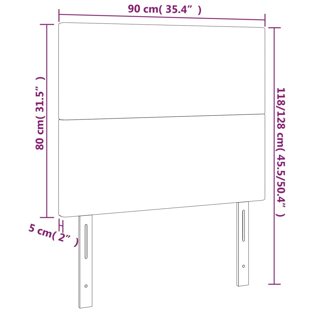 vidaXL Cabeceros 2 unidades de terciopelo gris claro 90x5x78/88 cm