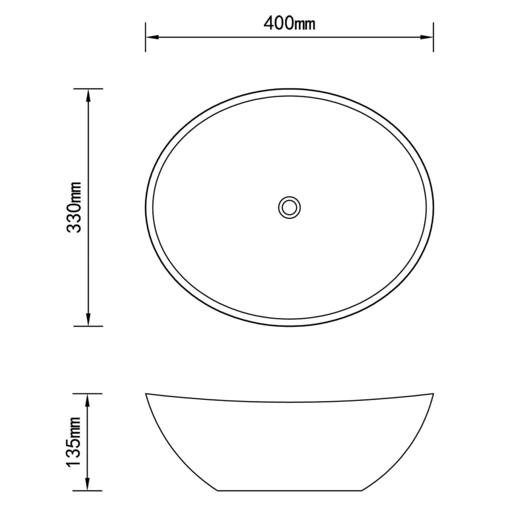 vidaXL Lavabo de lujo ovalado cerámica marrón oscuro mate 40x33 cm