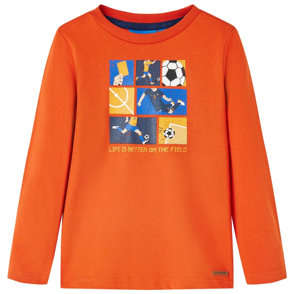 Camiseta infantil de manga larga naranja 140