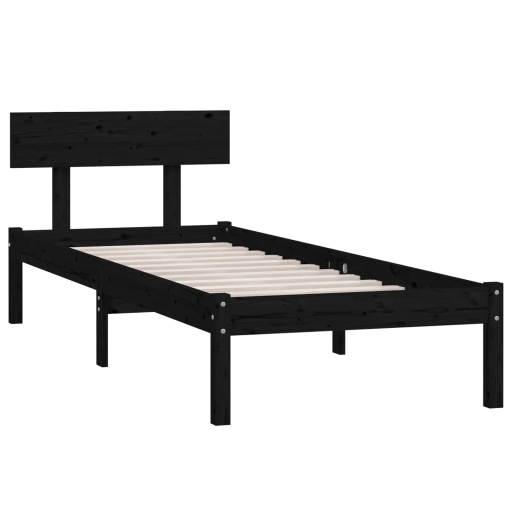 vidaXL Estructura de cama madera maciza de pino negro 100x200 cm