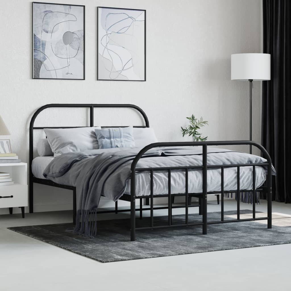 vidaXL Estructura cama sin colchón con estribo metal negro 120x190 cm