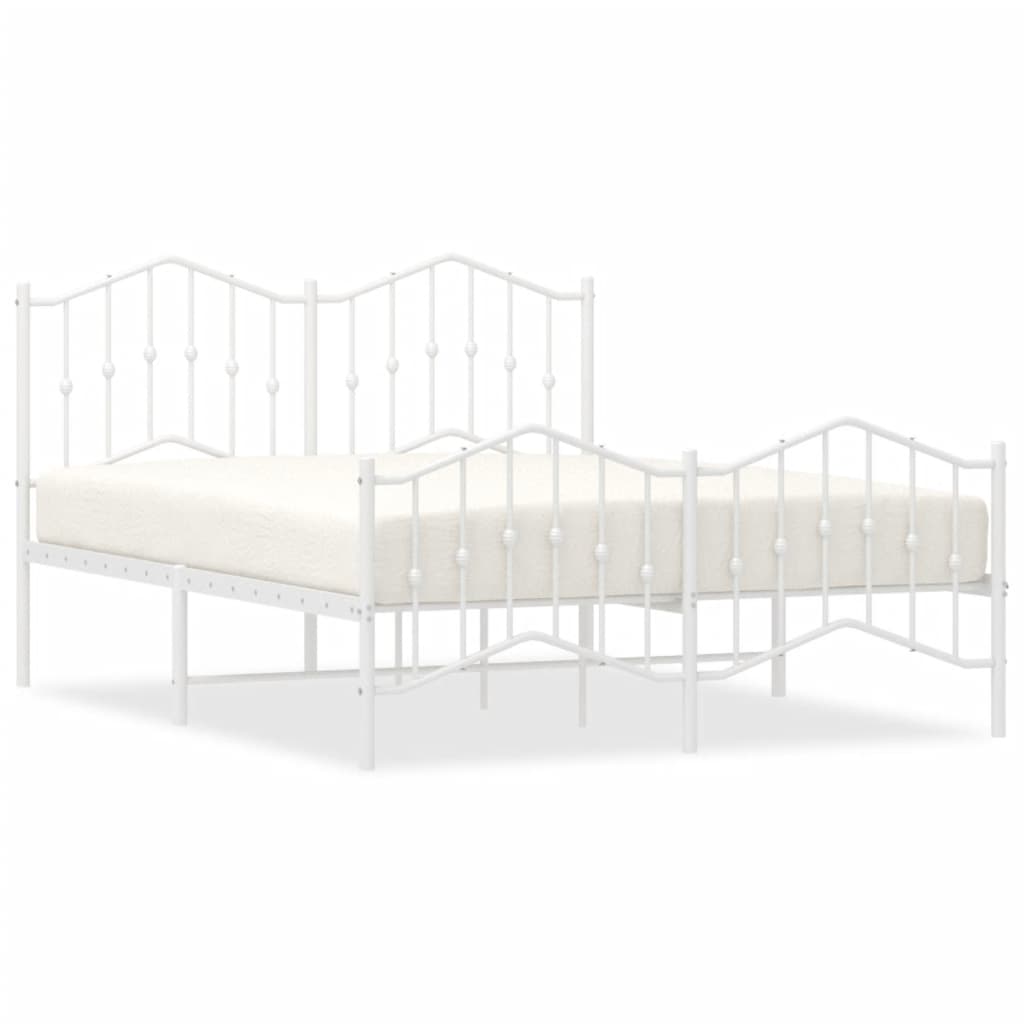 vidaXL Estructura cama sin colchón con estribo metal blanco 135x190 cm