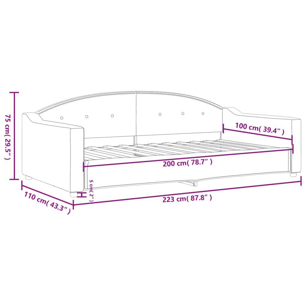 vidaXL Sofá cama sin colchón tela gris oscuro 100x200 cm