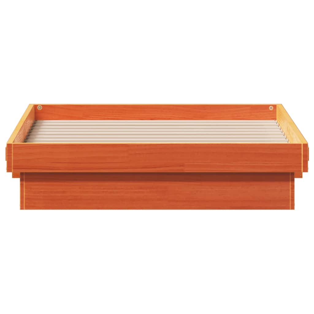 vidaXL Estructura de cama LED madera maciza pino marrón cera 75x190 cm