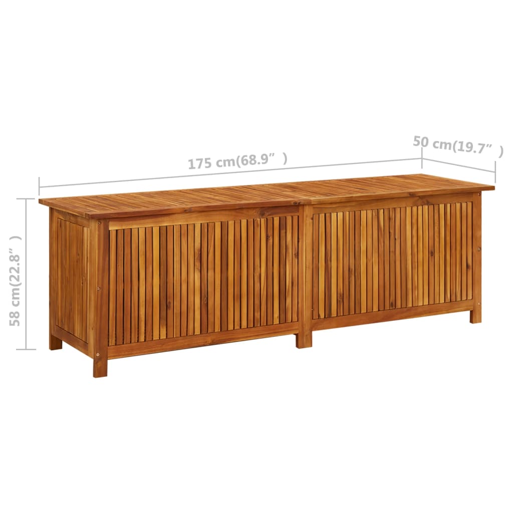 vidaXL Caja de almacenaje de jardín madera maciza acacia 175x50x58 cm