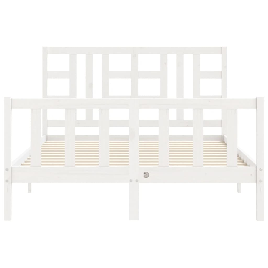 vidaXL Estructura de cama con cabecero madera maciza blanco 140x190 cm